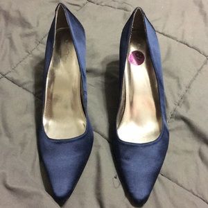 Satin navy blue Calvin Klein heels.